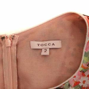 TOCCA 18SS フレアワンピース ノースリーブ ひざ丈 サイドリボン 半袖 2 M ピンク EC
