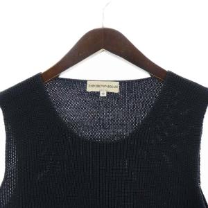 EMPORIO ARMANI コットンプルオーバーリブニットベスト 48 ネイビー
