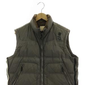 DIESEL ベスト ジップアップ 切替 ロゴ L グレー