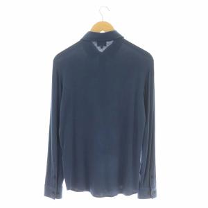 GIORGIO ARMANI 比翼ボタン長袖シャツ 46 ブルー