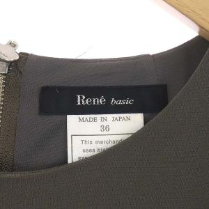 René basic ノースリーブひざ丈セミフレアワンピース 36 カーキ