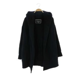 ジャケット ボア アウター ミドル丈 ノーボタン 36 ブラック