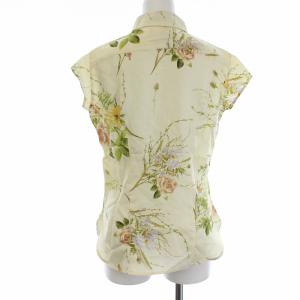 Max Mara puro lino シャツ ブラウス 半袖 総柄 シルク 38 アイボリー