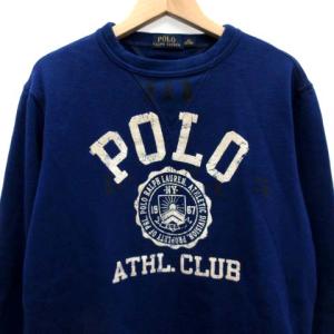 POLO RALPH LAUREN トレーナー スウェット ロゴプリント 長袖 裏起毛 XS ブルー