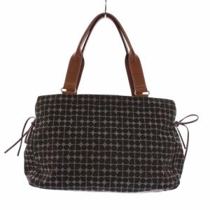 kate spade new york トートバッグ ショルダーバッグ 総柄 ライン キャンバス レザー ブラウン レッド