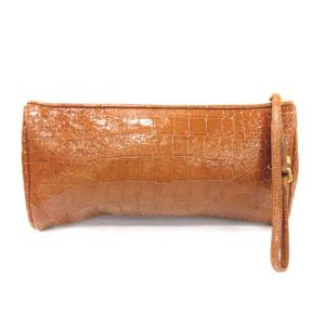 miumiu クラッチバッグ ポーチ クロコ型押し レザー ブラウン