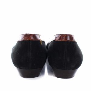 Salvatore Ferragamo パンプス ラウンドトゥ ヴァラ リボン スエード 6C 23.5cm ブラック ブラウン