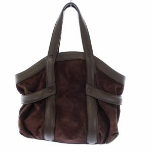 GIORGIO ARMANI ハンドバッグ レザー コーデュロイ ブラウン