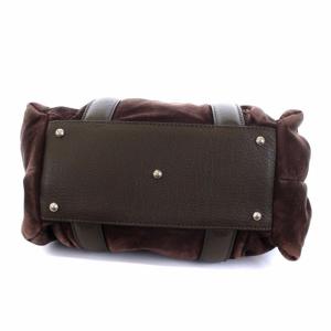 GIORGIO ARMANI ハンドバッグ レザー コーデュロイ ブラウン