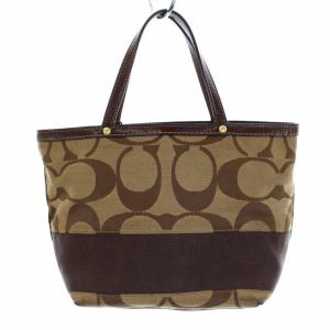 COACH F10123 ストライプ トートバッグ シグネチャー キャンバス ブラウン 