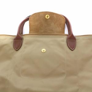 Longchamp ルプリアージュ ハンドバッグ トートバッグ ナイロン レザー ベージュ ブラウン