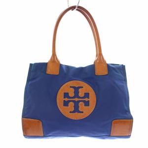 トートバッグ ショルダーバッグ ロゴ ナイロン レザー ブルー ブラウン