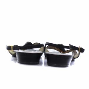 CHANEL ストラップ サンダル リボン レザー 5 ブラック