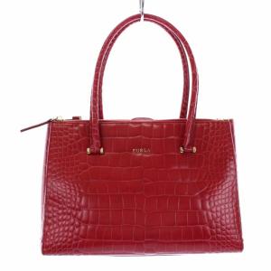 Lotus ハンドバッグ トートバッグ クロコ型押し レザー レッド