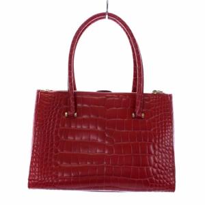 FURLA Lotus ハンドバッグ トートバッグ クロコ型押し レザー レッド