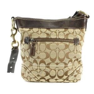 COACH 10402 シグネチャー ショルダーバッグ レザー キャンバス ベージュ ブラウン 