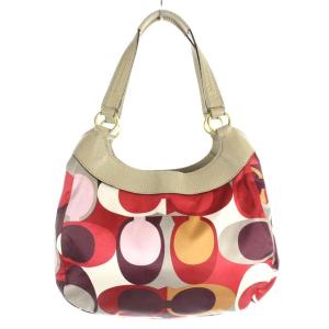 COACH ソーホー スカーフプリントシグネチャーハンドバック ベージュ