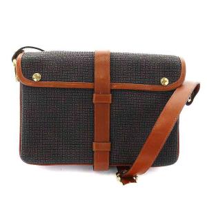 BALLY ショルダーバック 総柄 レザー スクエア ブラウン