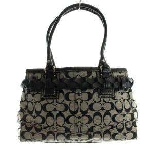 COACH ハンプトン シグネチャー ハンドバック ショルダーバッグ レザー キャンバス グレー ブラック