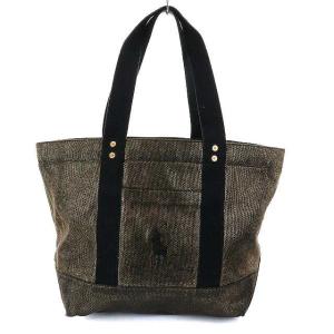 トートバック ハンドバッグ ビッグポニー ブラック ゴールド系