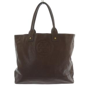 ロゴマークレザートートバッグ ブラウン