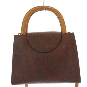 ETRO コーティングキャンバスペイズリー柄ハンドバック ワインレッド