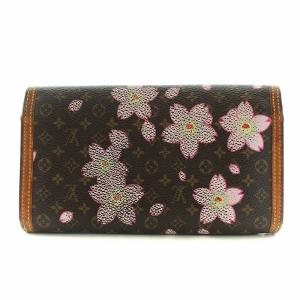 LOUIS VUITTON 村上隆 チェリーブロッサム ポルトトレゾールインターナショナル モノグラム 長財布 ブラウン