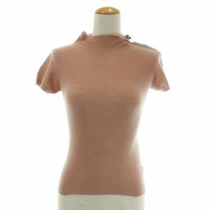 ニット 半袖 ハイネック ショルダーボタン カシミヤ XS ピンク
