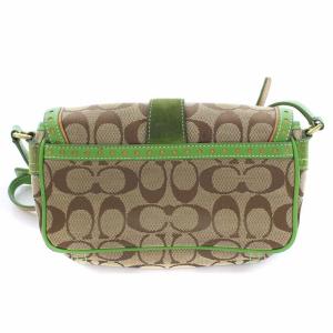 COACH シグネチャーキャンバスレザー切替ショルダーバック グリーン