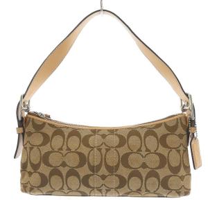 COACH シグネチャー キャンバス×レザーワンショルダーバッグ ベージュ