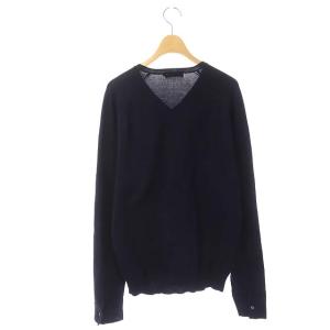 BURBERRY BLACK LABEL ニット セーター Vネック 長袖 プルオーバー ホース 刺繍 3 ネイビー
