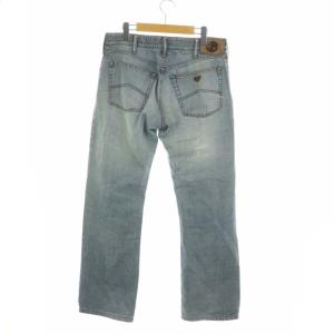 GIORGIO ARMANI デニムパンツ ジーンズ ストレート ウォッシュ加工 USED加工 33 ライトブルー