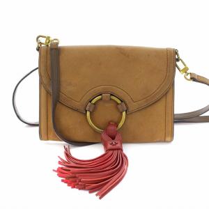 ショルダーバック レザー タッセル スエード ベージュ