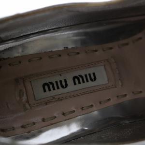 miumiu スニーカー シューズ メタリック ウェッジソール レースアップ ラウンドトゥ 36 シルバー