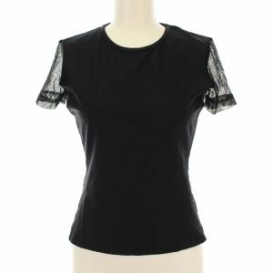 メッシュ切替シースルーTシャツ 40 ブラック