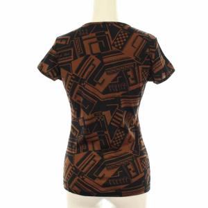 FENDI カットソー Tシャツ クルーネック ストレッチ 総柄 ズッカ柄  40 M ブラウン