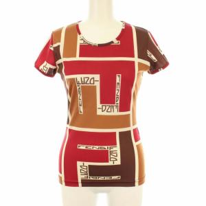 クルーネックロゴ総柄Tシャツ 40 レッド