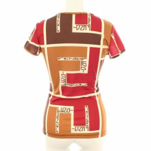 FENDI クルーネックロゴ総柄Tシャツ 40 レッド