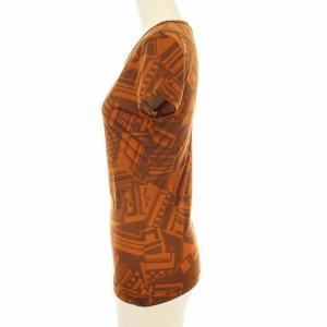 FENDI カットソー Tシャツ クルーネック ストレッチ 総柄 ズッカ柄  40 M ブラウン