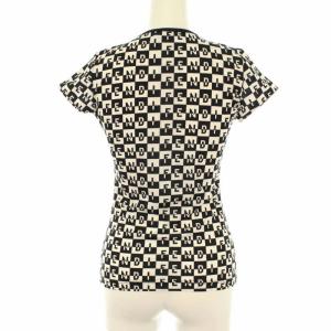 FENDI カットソー Tシャツ クルーネック ストレッチ 総柄 ブロックチェック 40 M ホワイト ブラック