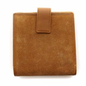 LOEWE 財布 二つ折り スエード Wホック ダブルホック ロゴ ブラウン