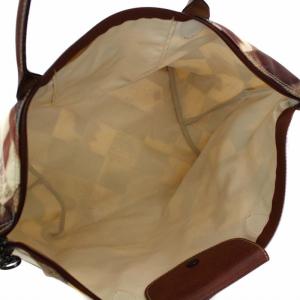 Longchamp ルプリアージュ トートバッグ ナイロン レザー ハラコパッチワークプリント ブラウン