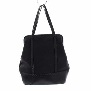 ハンドバッグ ナイロン レザー ブラック