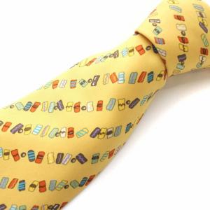 ネクタイ シルク フランス製 寿司 総柄 イエロー