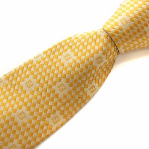 イタリア製 ネクタイ レギュラータイ シルク100% 総柄 ズッカ柄 イエロー