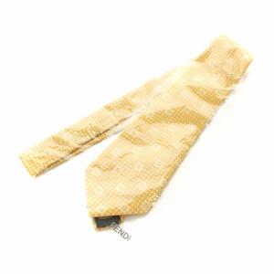 FENDI イタリア製 ネクタイ レギュラータイ シルク100% 総柄 ズッカ柄 イエロー