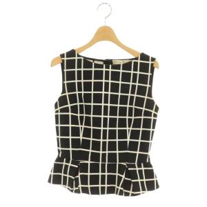 カットソー ノースリーブ クロップド丈 チェック 40 ブラック ホワイト