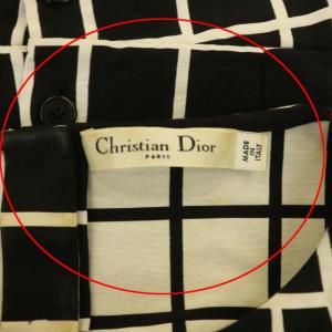 Christian Dior カットソー ノースリーブ クロップド丈 チェック 40 ブラック ホワイト