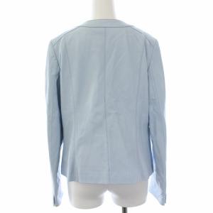 BALMAIN ライダースジャケット ノーカラー シングル ジップアップ ラムレザー 11 L ライトブルー