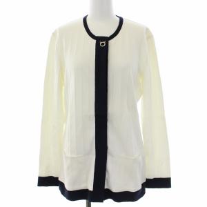 ガンチーニ ストライプニットカーディガン ホワイト